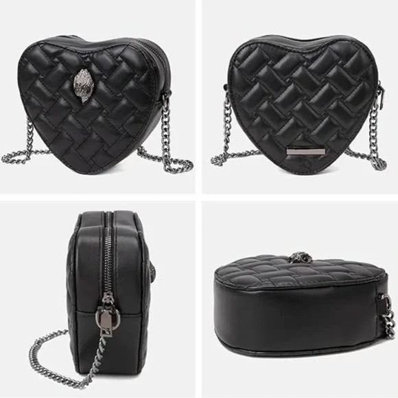 Kurt Geiger Black Quilted Heart Crossbody Bag BRAND NEW - Picture 7 of 12